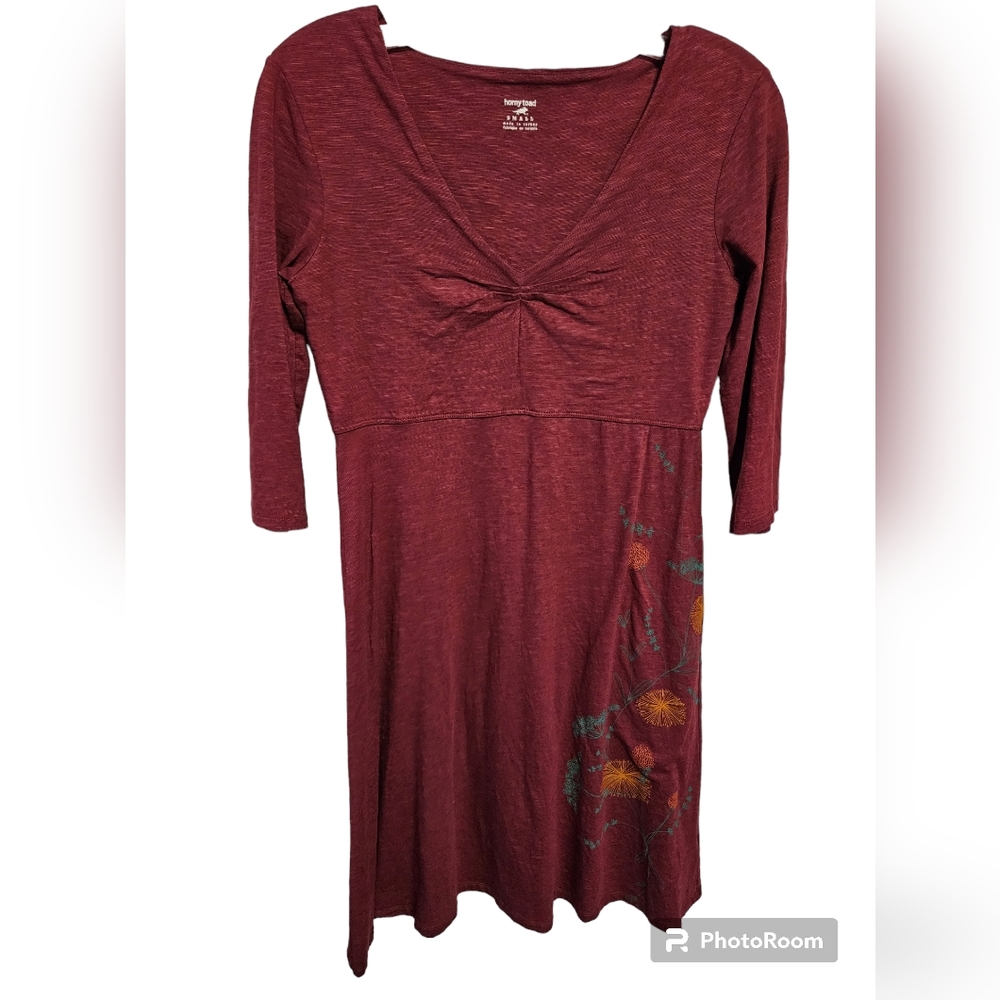 Horny Toad Stretch 3/4 Sleeve V-Neck Dress Size Small